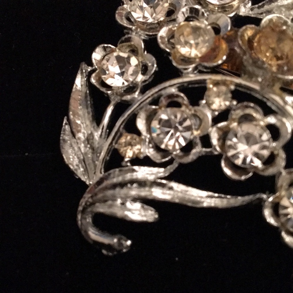 Silver and Rhinestone Pin - Picture 3 of 5